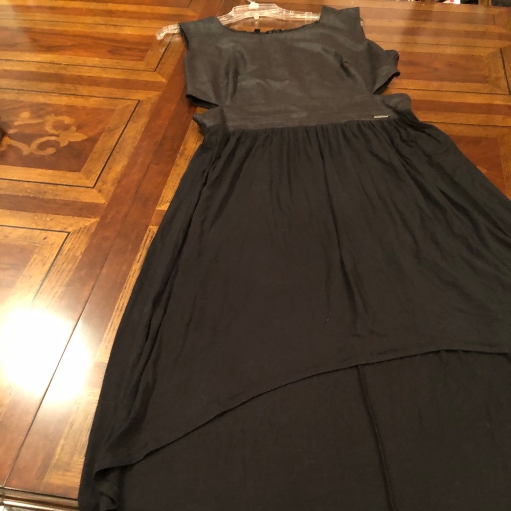 GUESS high low black dress cut outs waist